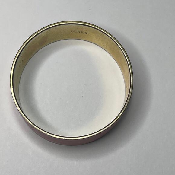 J. Crew JCREW bangle bracelet gold tone red enamel chunky signed costume jewelry - Picture 6 of 9